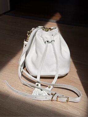 KMM & Co Leather Mini Bucket Italian White
